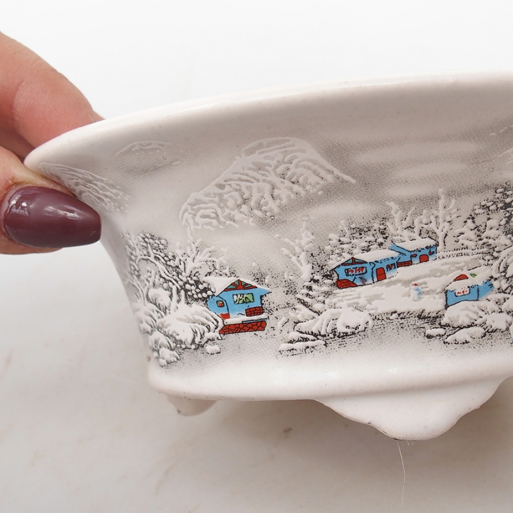 kerámia bonsai tál 13 x 13 x 6 cm, fehér színű