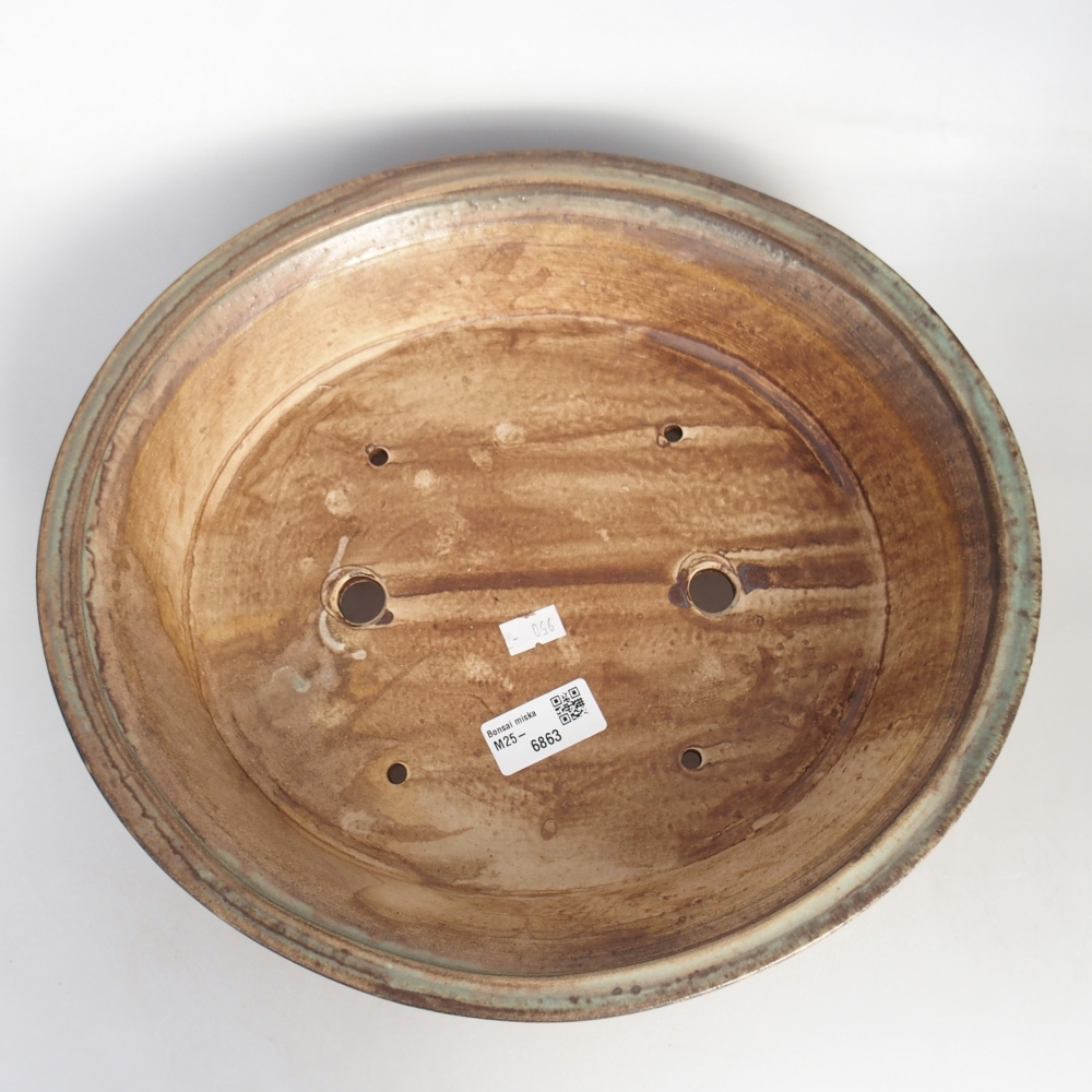 Kerámia bonsai tál 32 x 29 x 7 cm, zöld