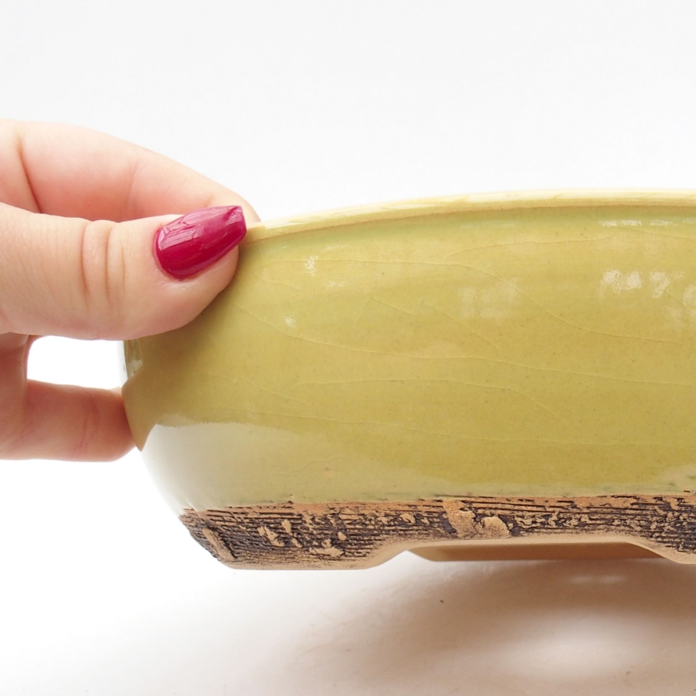 bonsai kerámia tál 20 x 20 x 5,5 cm, zöld