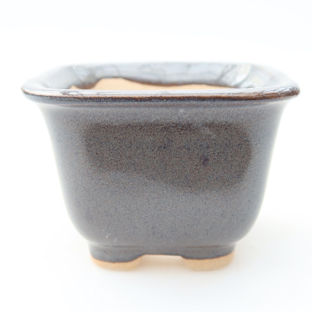 Kerámia bonsai tál, 6,5 x 6,5 x 5 cm, szürke színű