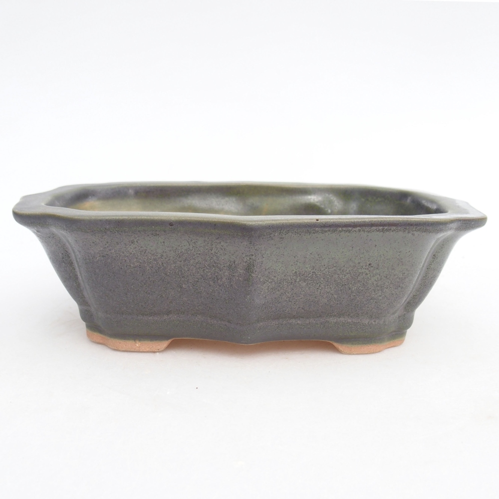 Kerámia bonsai tál 15,5 x 11,5 x 4,5 cm, zöld