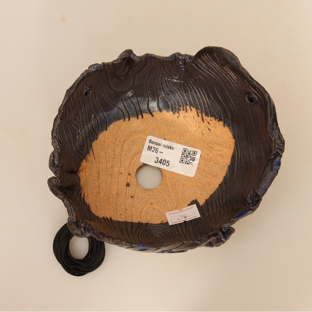 Kerámia kokedama-edény, 14 x 12 x 8,5 cm, kék színű