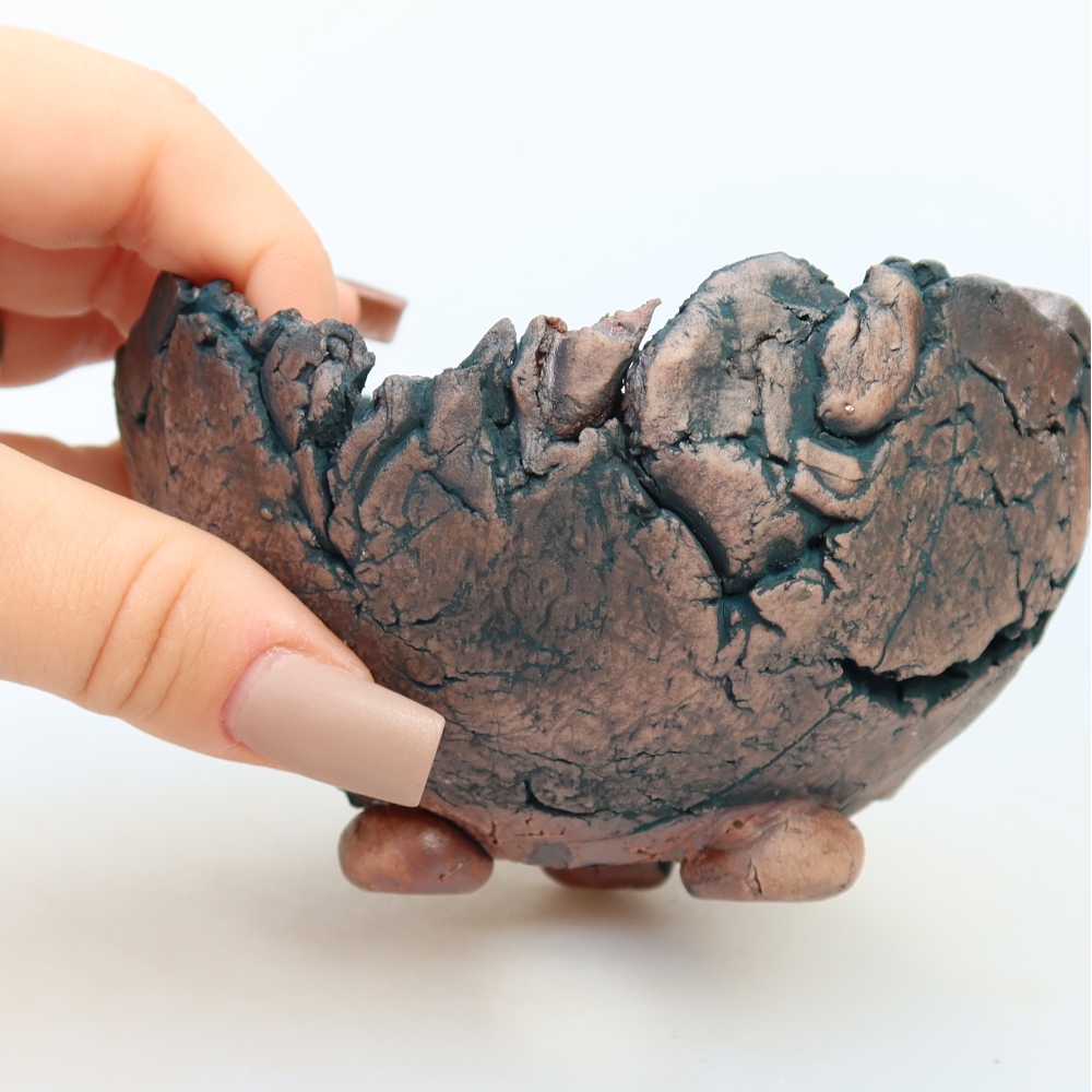 Kerámia héj  10,5 x 11 x 7 cm, zöld színű
