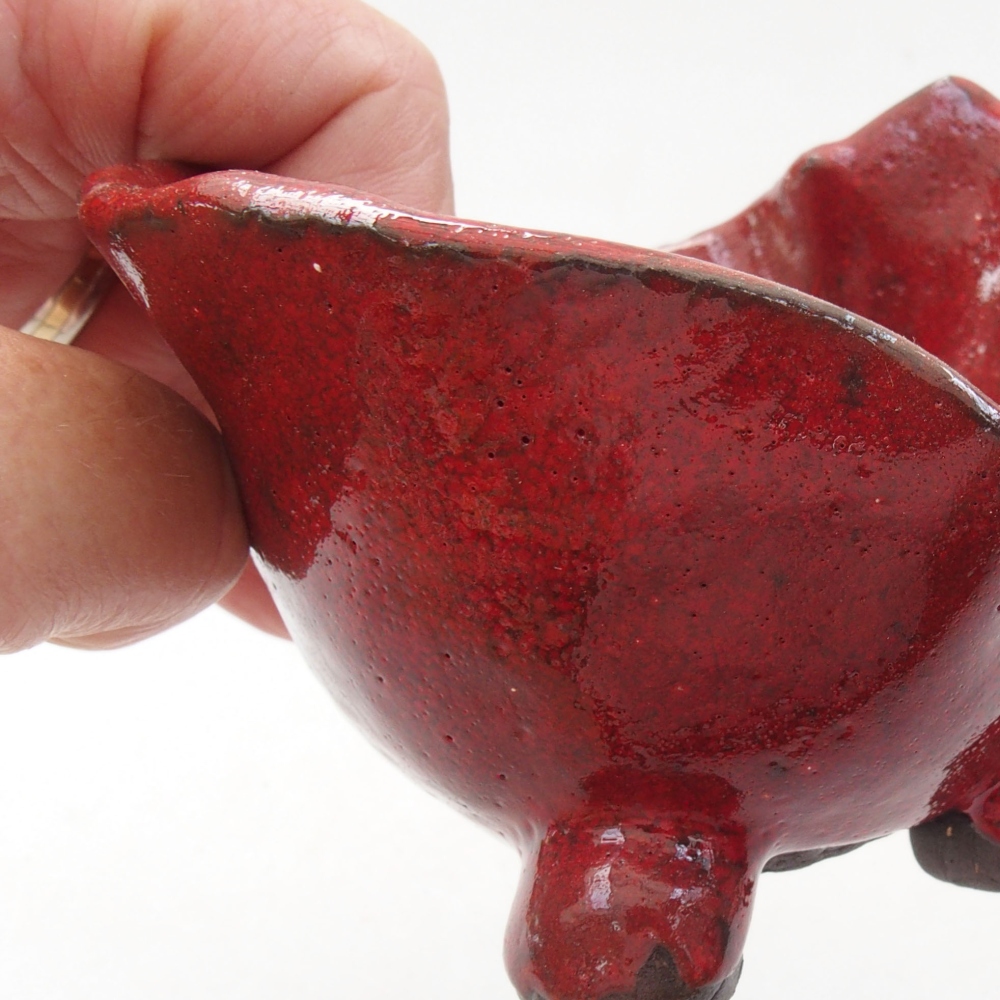 Kerámia kagyló 8 x 8 x 7,5 cm , piros színű