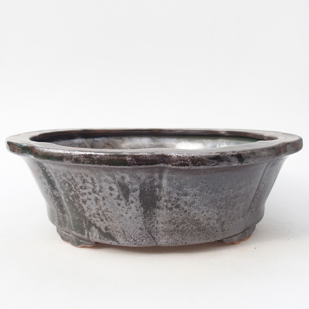 kerámia bonsai tál 26 x 26 x 8,5 cm, metál zöld
