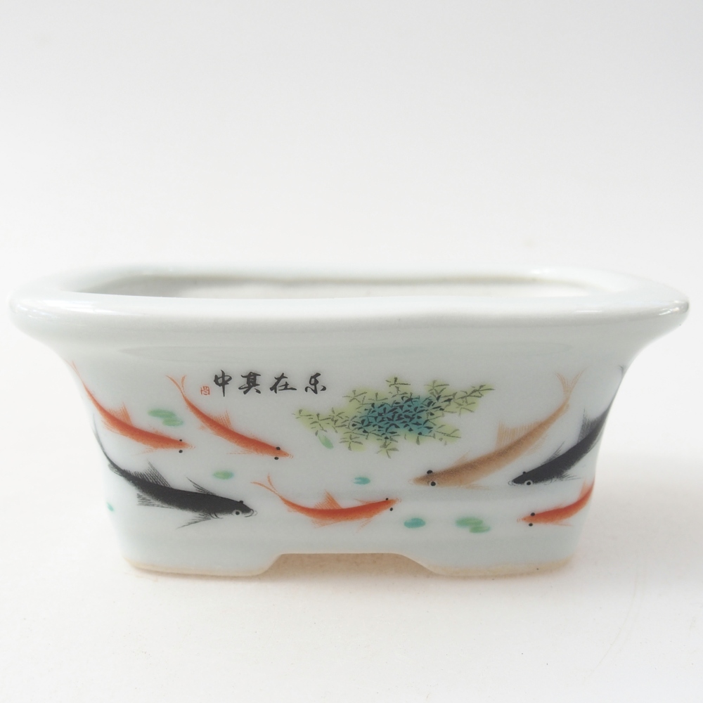 Mini bonsai tál 10 x 7,5 x 4 cm, fehér színben