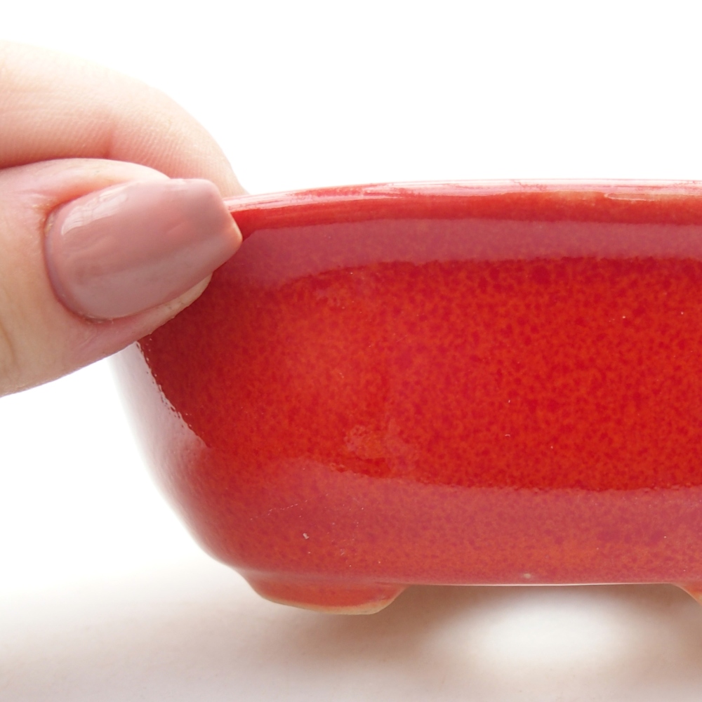 kerámia bonsai tál 11 x 8,5 x 4 cm, piros színben