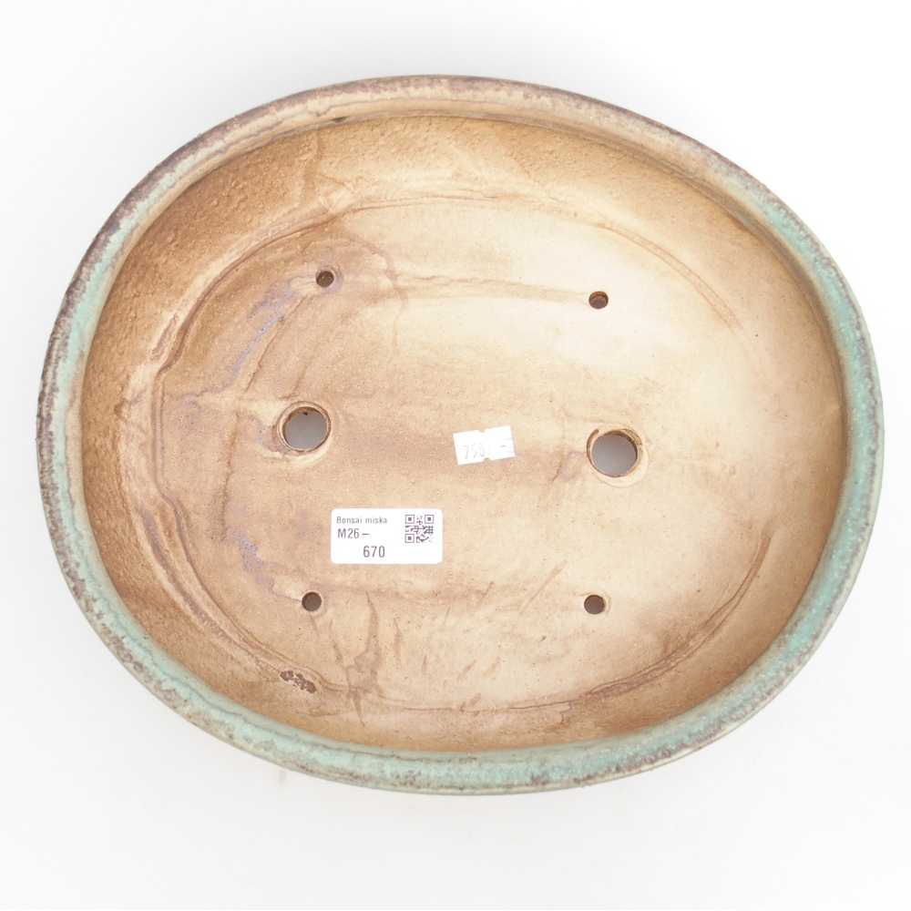 kerámia bonsai tál 28,5 x 25 x 6 cm, zöld