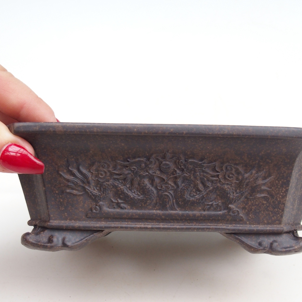 kerámia bonsai tál 16 x 12 x 5 cm, barnás okkersárga színben