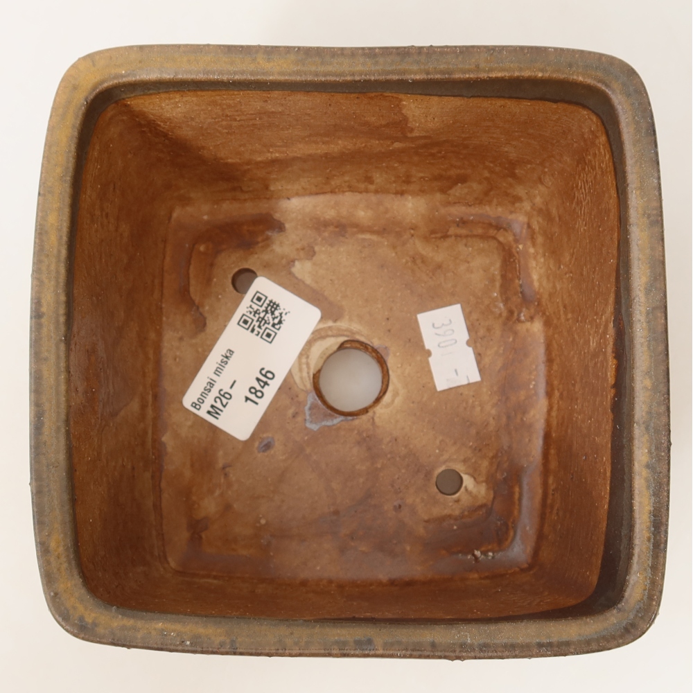 kerámia bonsai tál 13 x 13 x 8 cm, barna