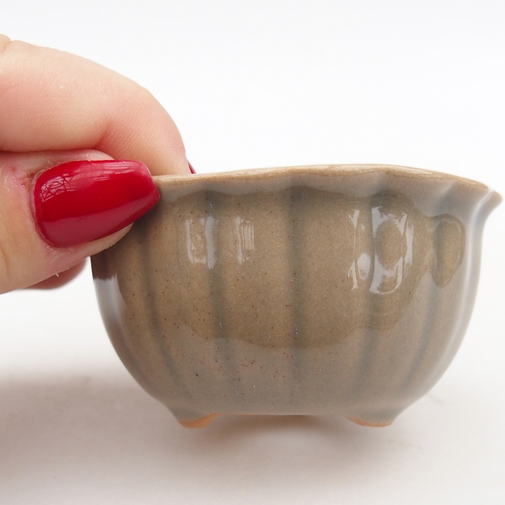 kerámia bonsai tál 7 x 8,5 x 3,5 cm, szürke