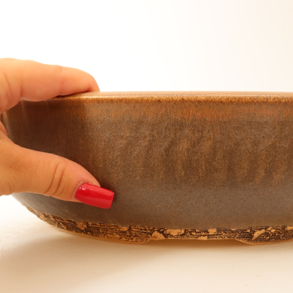 Kerámia bonsai-tál 32,5 x 32,5 x 8,5 cm, barna színű – KIZÁRÓLAG SZEMÉLYES ÁTVÉTEL vagy raklapos szállítás