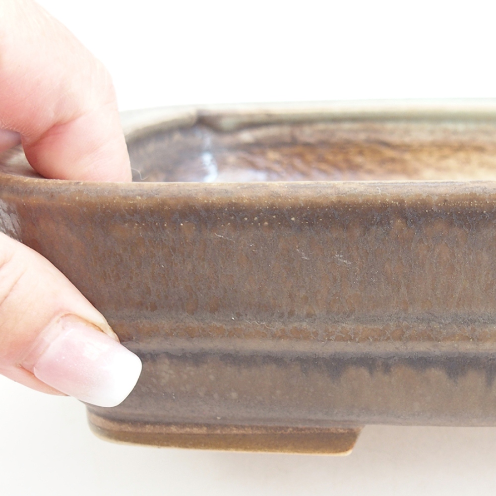 Kerámia bonsai tál 21,5 x 17,5 x 5,5 cm, barna