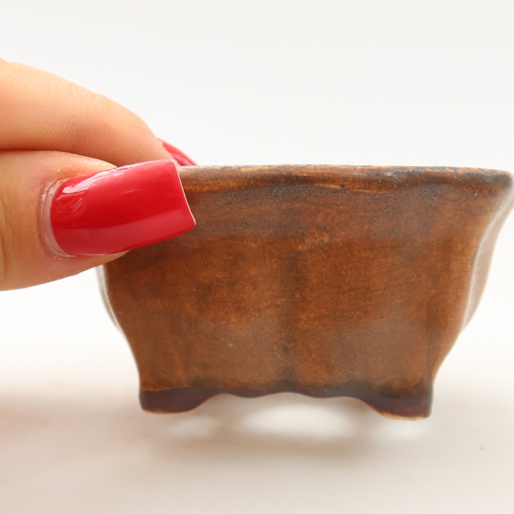 Kerámia bonsai tál, 7 x 7 x 3,5 cm, rózsaszín