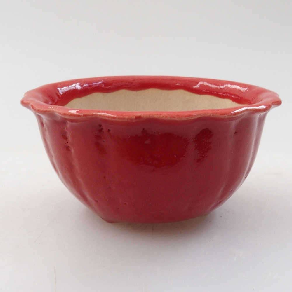 Mini bonsai tál 7 x 7 x 3,5 cm, piros színben