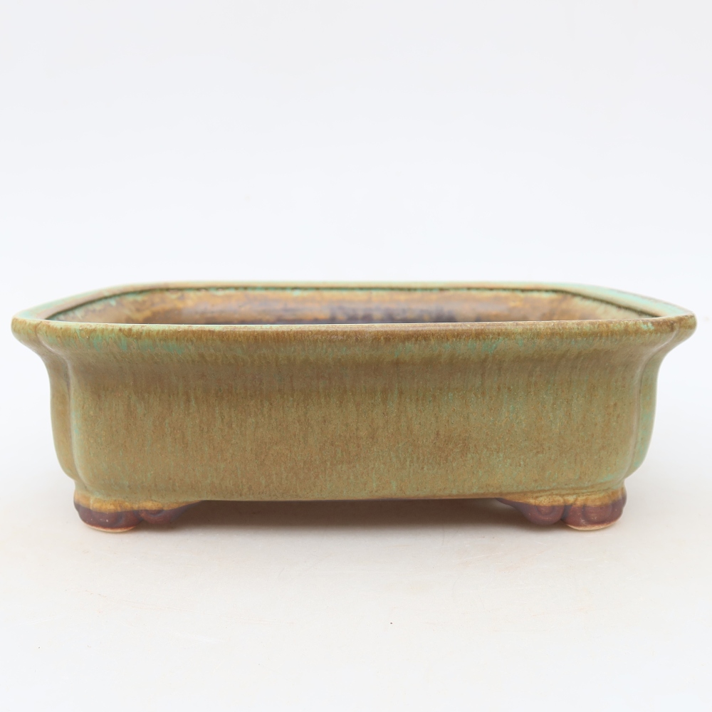 Kerámia bonsai tál 20 x 17,5 x 6 cm, zöld színű