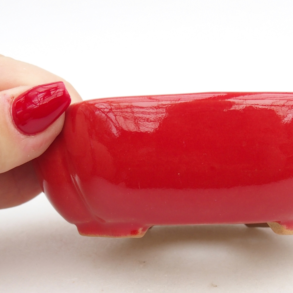 kerámia bonsai tál 10,5 x 9 x 3,5 cm, piros színben