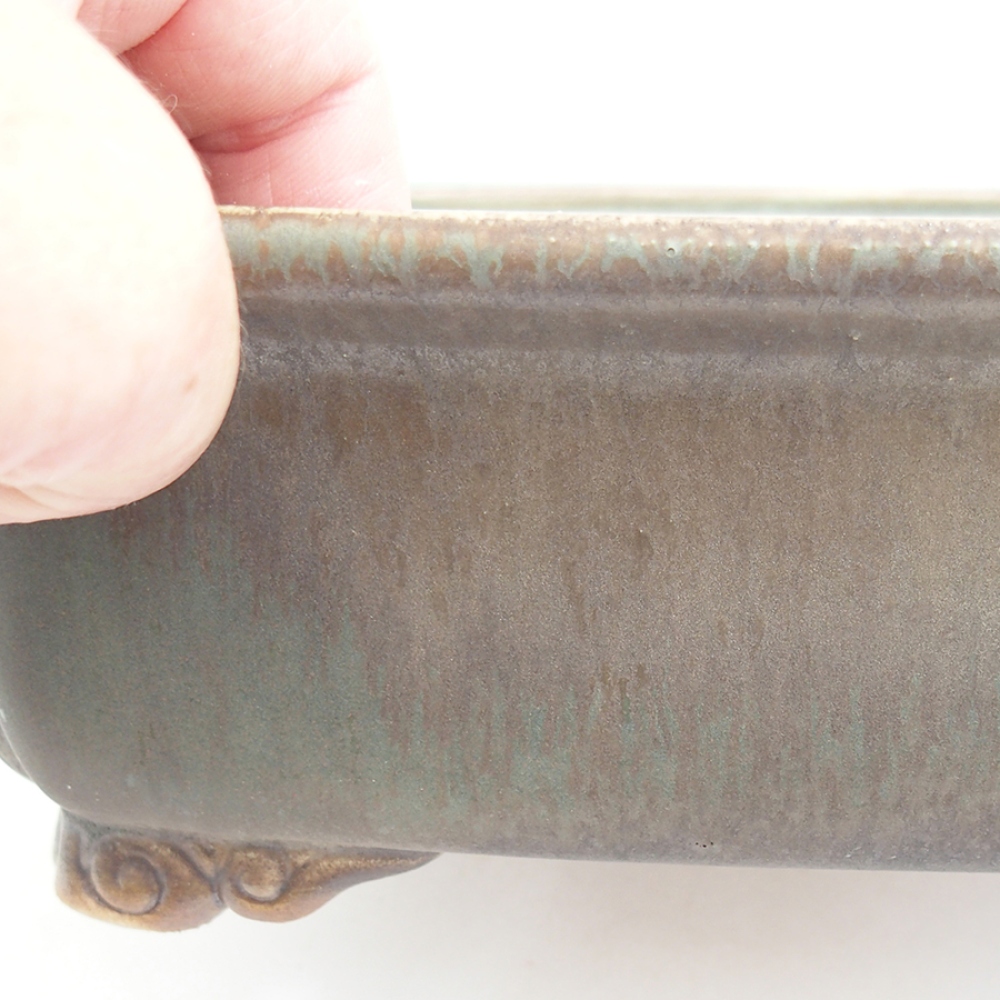 kerámia bonsai tál 24,5 x 19 x 7 cm, zöld