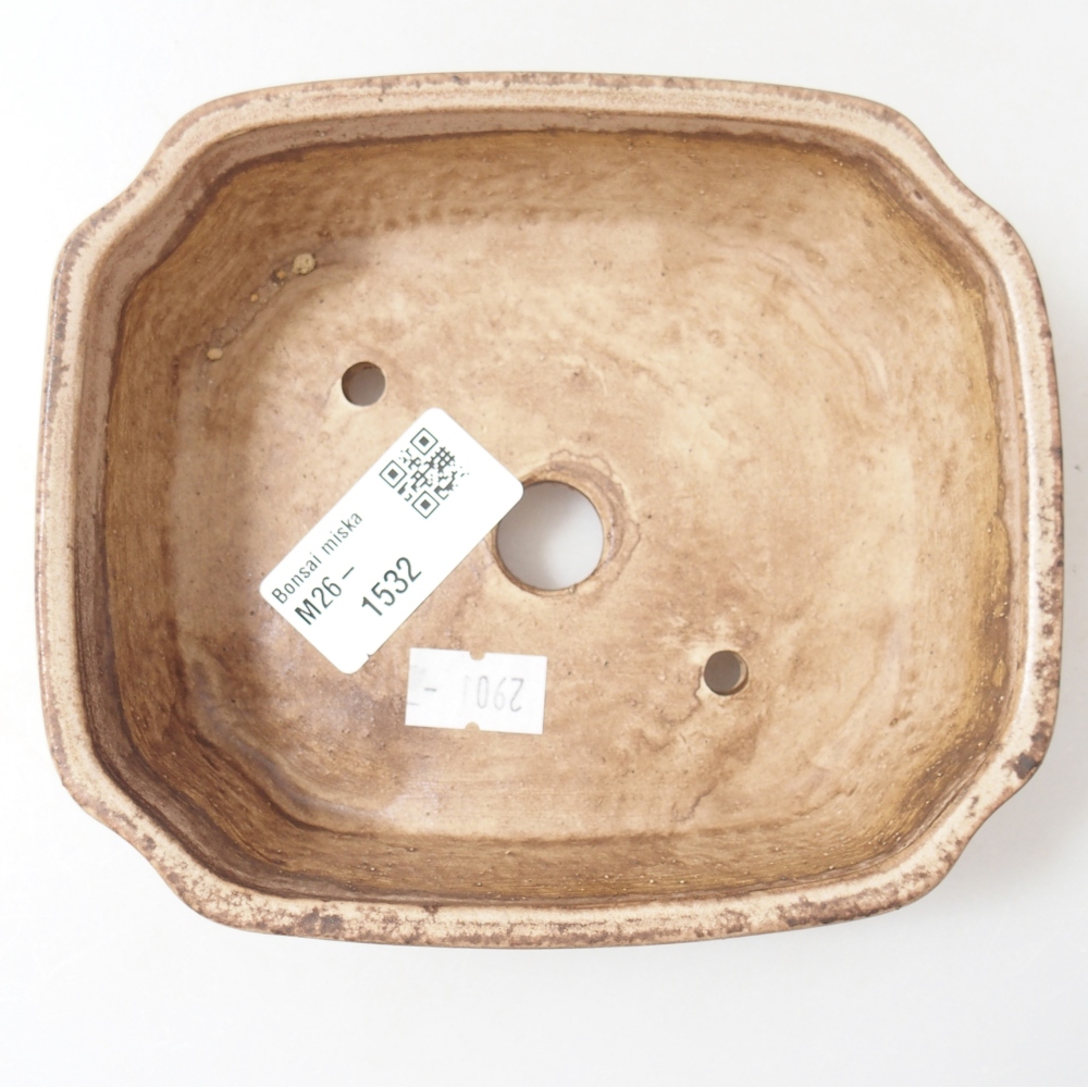 kerámia bonsai tál 14 x 12 x 4,5 cm, bézs színű