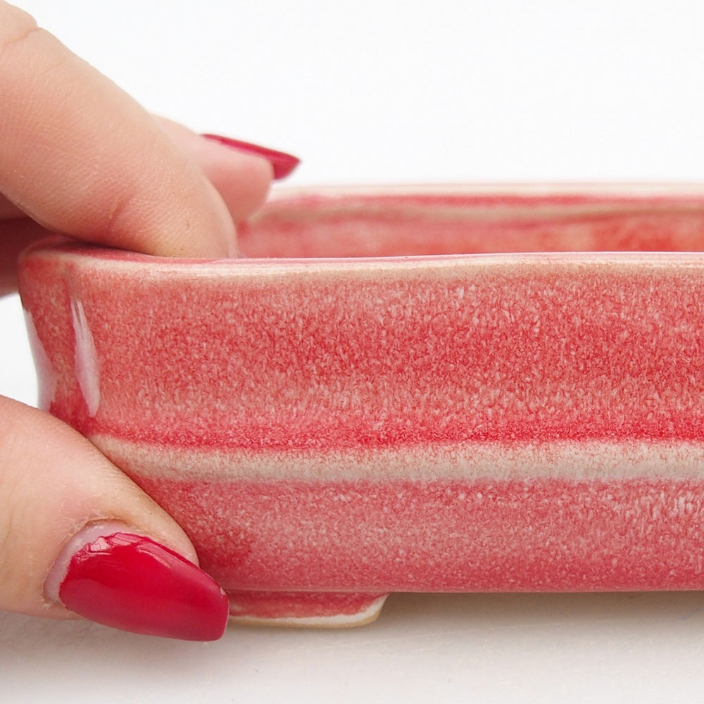 kerámia bonsai tál 12 x 10,5 x 4 cm, piros színben