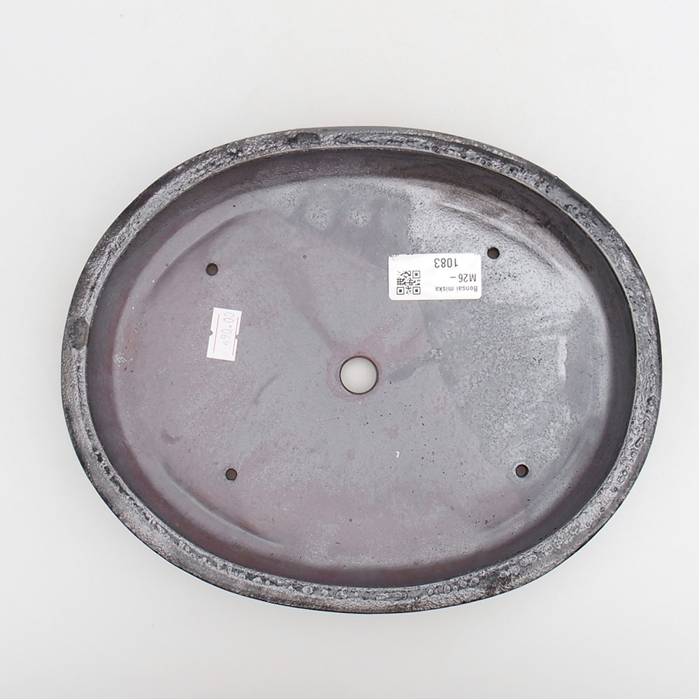 kerámia bonsai tál 24 x 19,5 x 4 cm, fekete-zöld színben