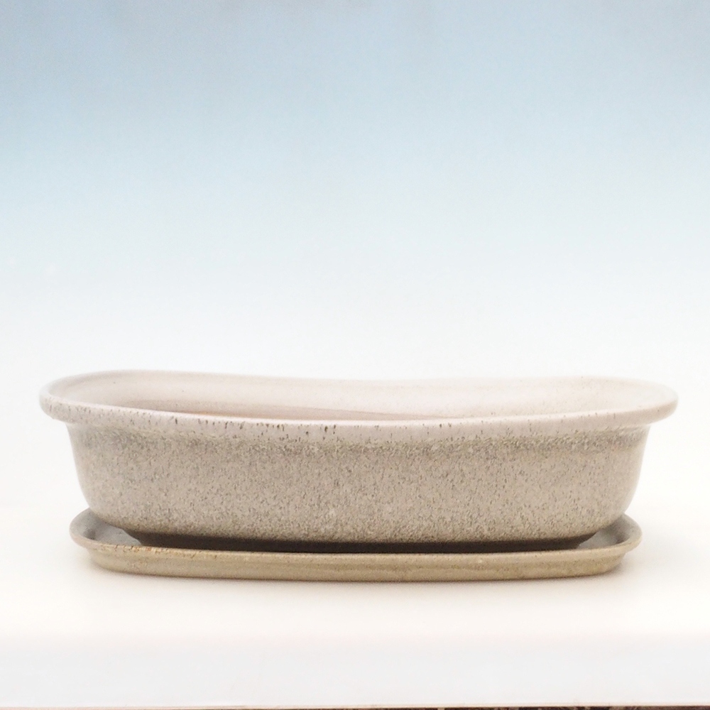 Bonsai tál + csészealj H10 - 37 x 28 x 9 cm - bézs színű