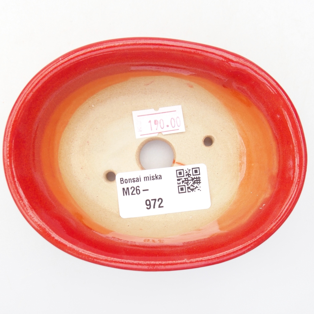 kerámia bonsai tál 11 x 8,5 x 4 cm, piros színben