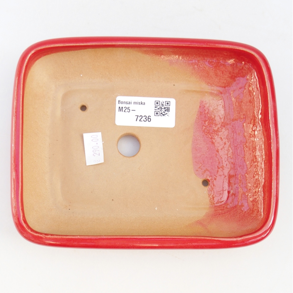 Kerámia bonsai tál 16,5 x 13,5 x 3,5 cm, piros színben