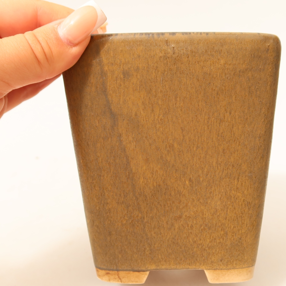 Kerámia bonsai tál, 10,5 x 10,5 x 12 cm, barna színű