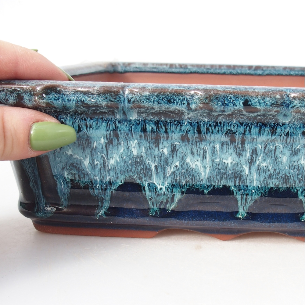 Tál 32 x 22,5 x7 cm kék és fehér