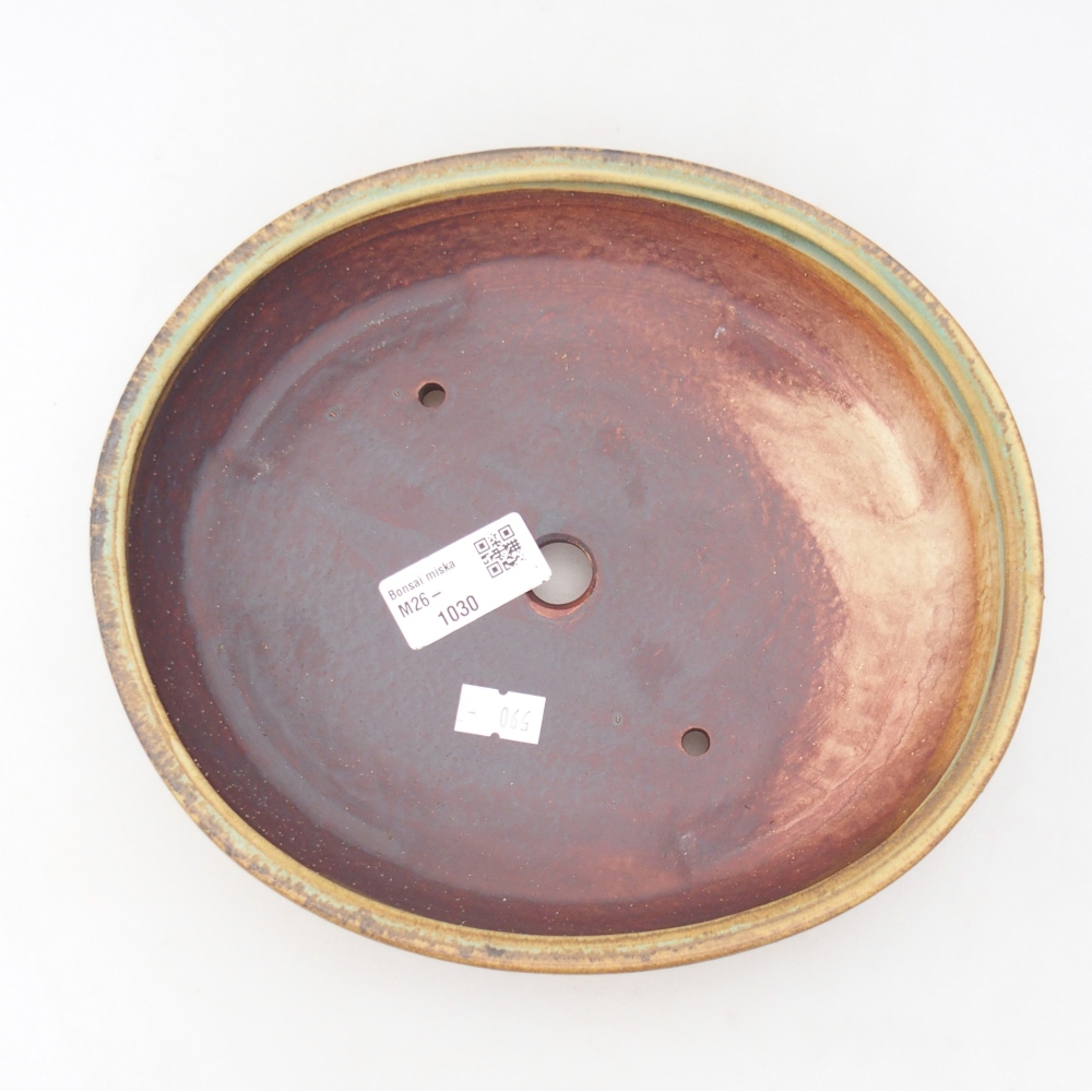 Kerámia bonsai tál 22,5 x 20 x 4,5 cm, zöld