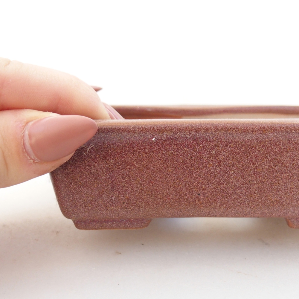 kerámia bonsai tál 11 x 8,5 x 3,5 cm, bordó, bordó színű