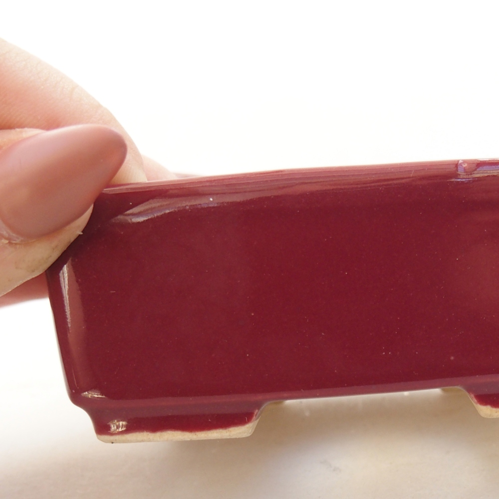 kerámia bonsai tál 8,5 x 7 x 3,5 cm, bordó színű