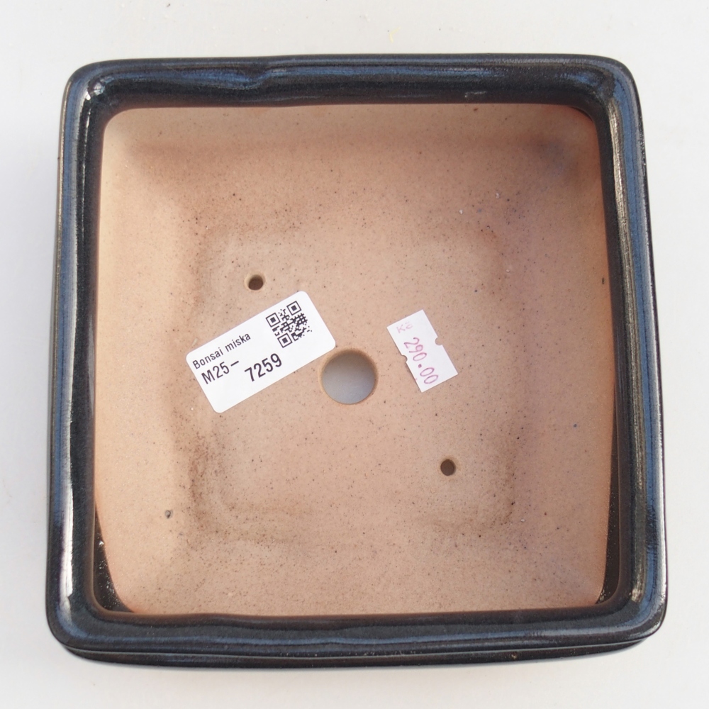 Kerámia bonsai tál 15,5 x 15,5 x 6 cm, fekete