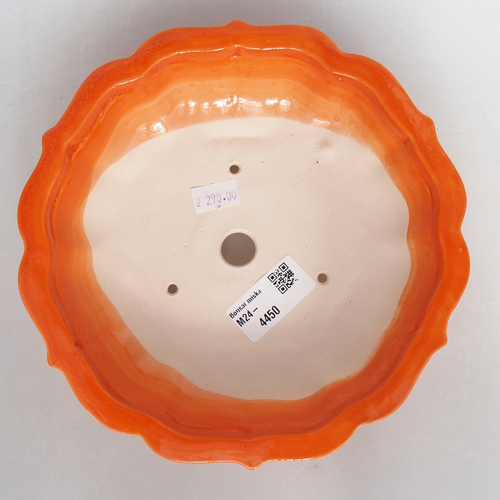 Kerámia bonsai tál 18,5 x 18,5 x 5,5 cm, narancssárga