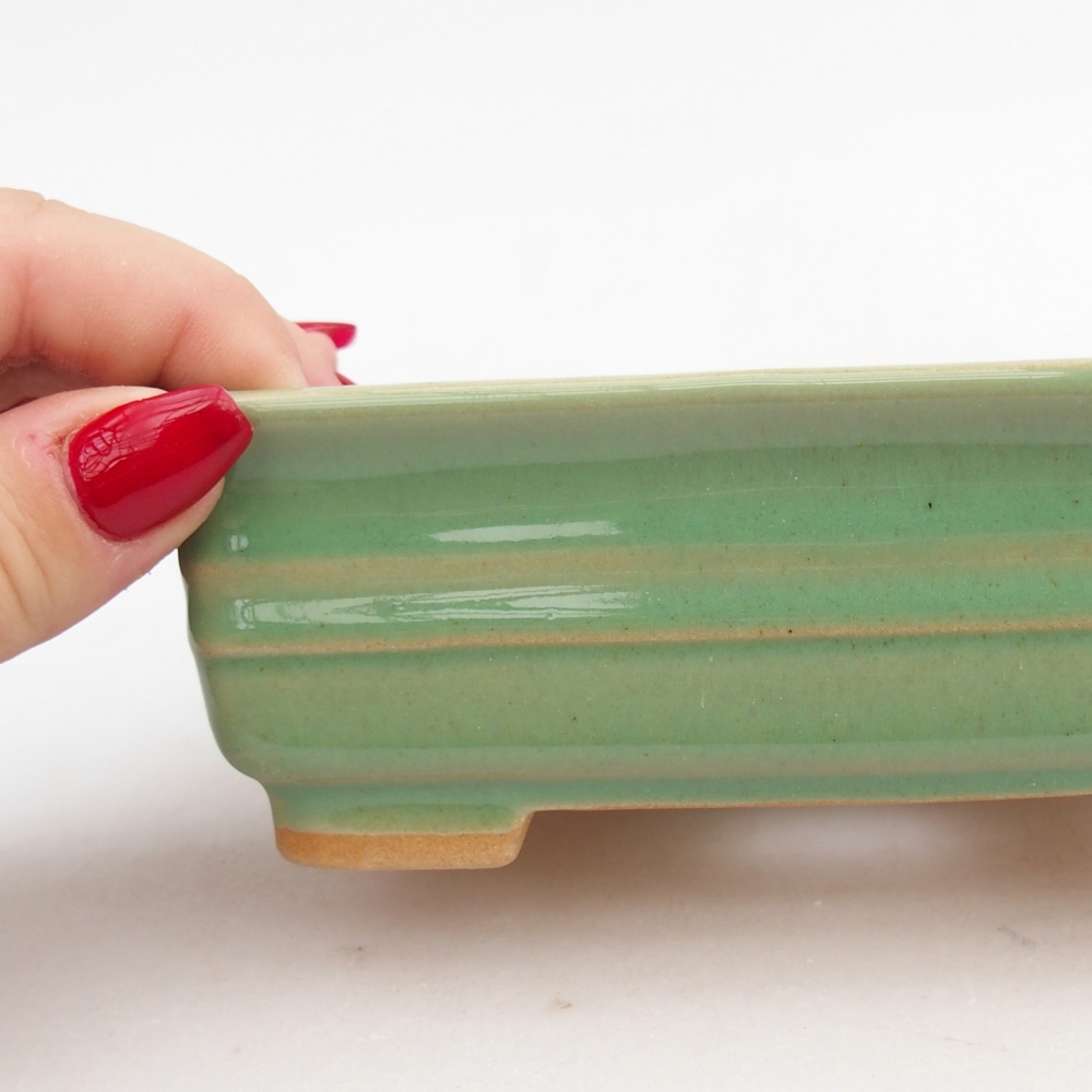 kerámia bonsai tál 13,5 x 10 x 4,5 cm, zöld