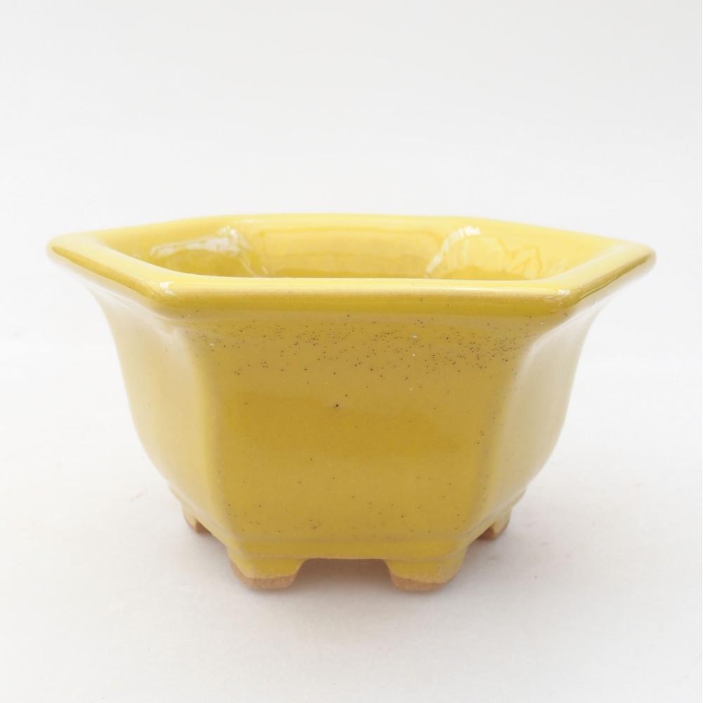 bonsai kerámia tál 10,5 x 9,5 x 5,5 cm, sárga