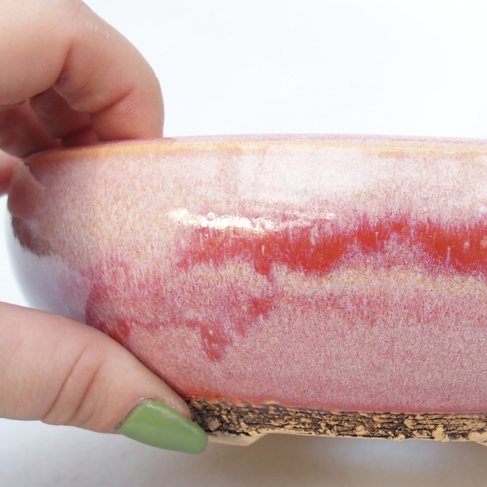 Kerámia bonsai tál 18,5 x 18,5 x 6 cm, rózsaszínű