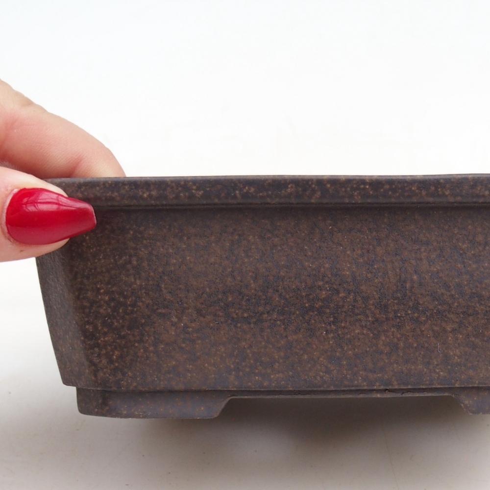 kerámia bonsai tál 15 x 11 x 5 cm, barnás okkersárga színben