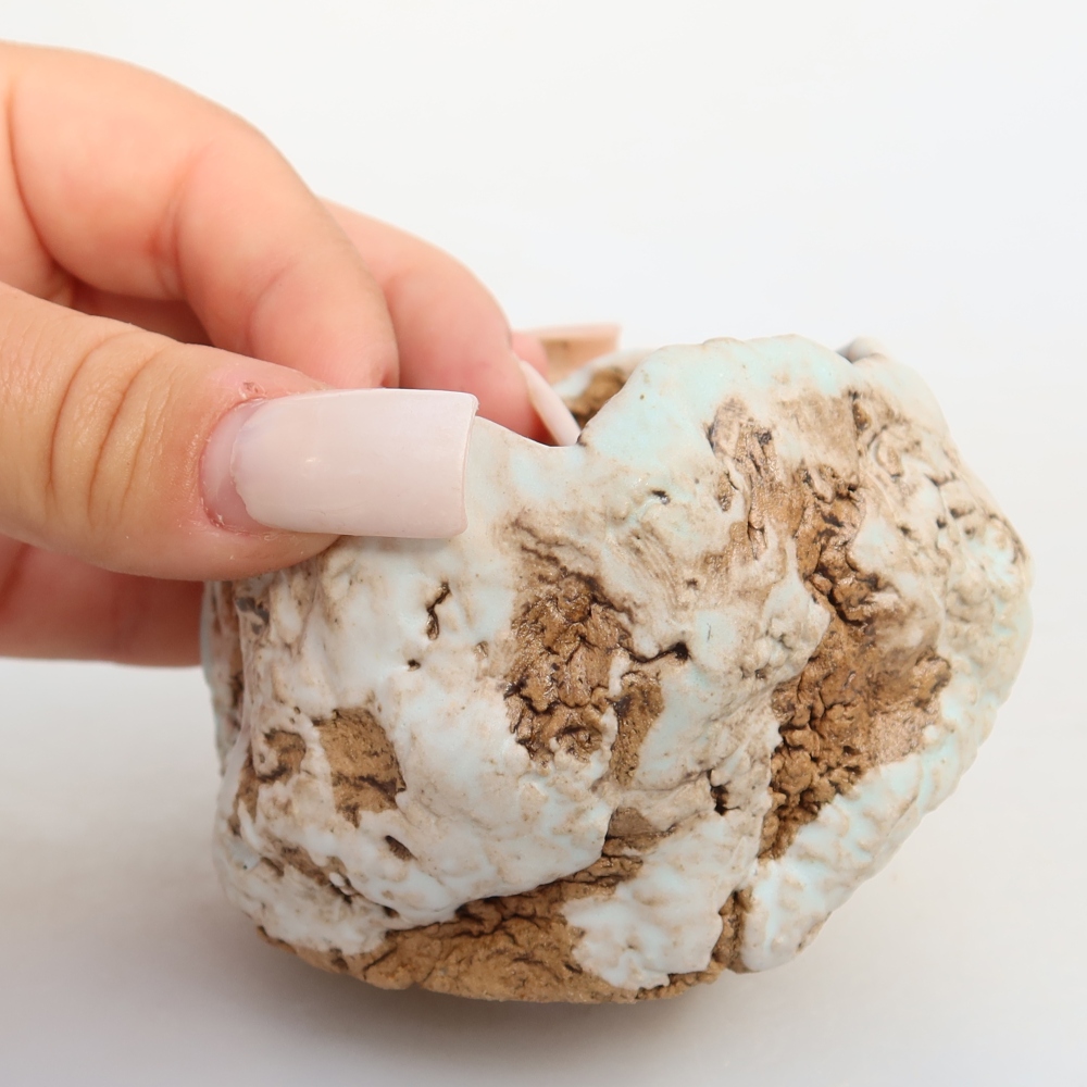 Kerámia héj  7 x 7 x 6 cm, fehér-barna színű