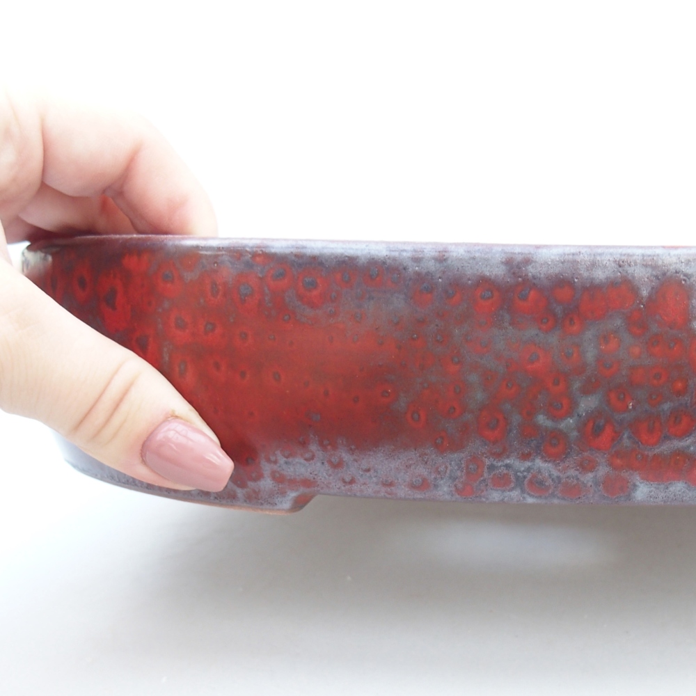 kerámia bonsai tál 26,5 x 21 x 5 cm, piros színű