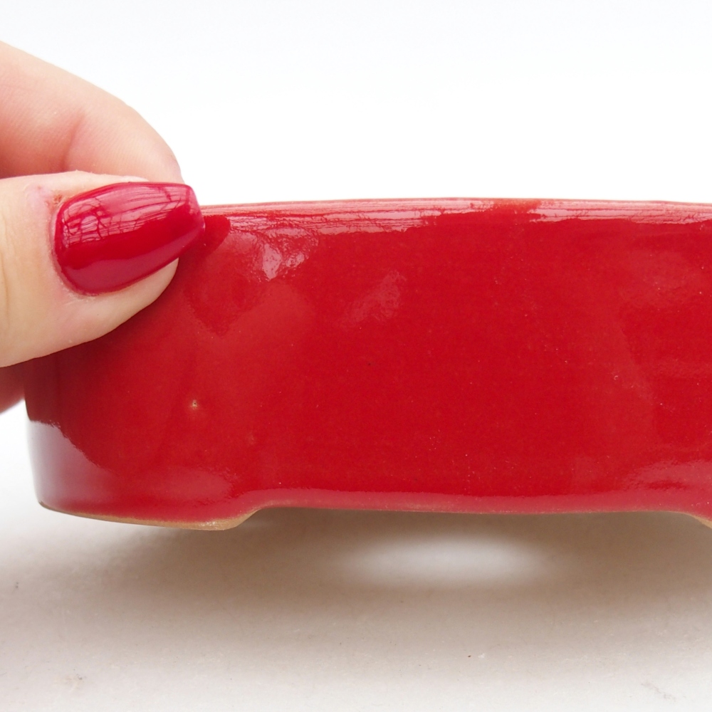 kerámia bonsai tál 12,5 x 10 x 3,5 cm, piros színben