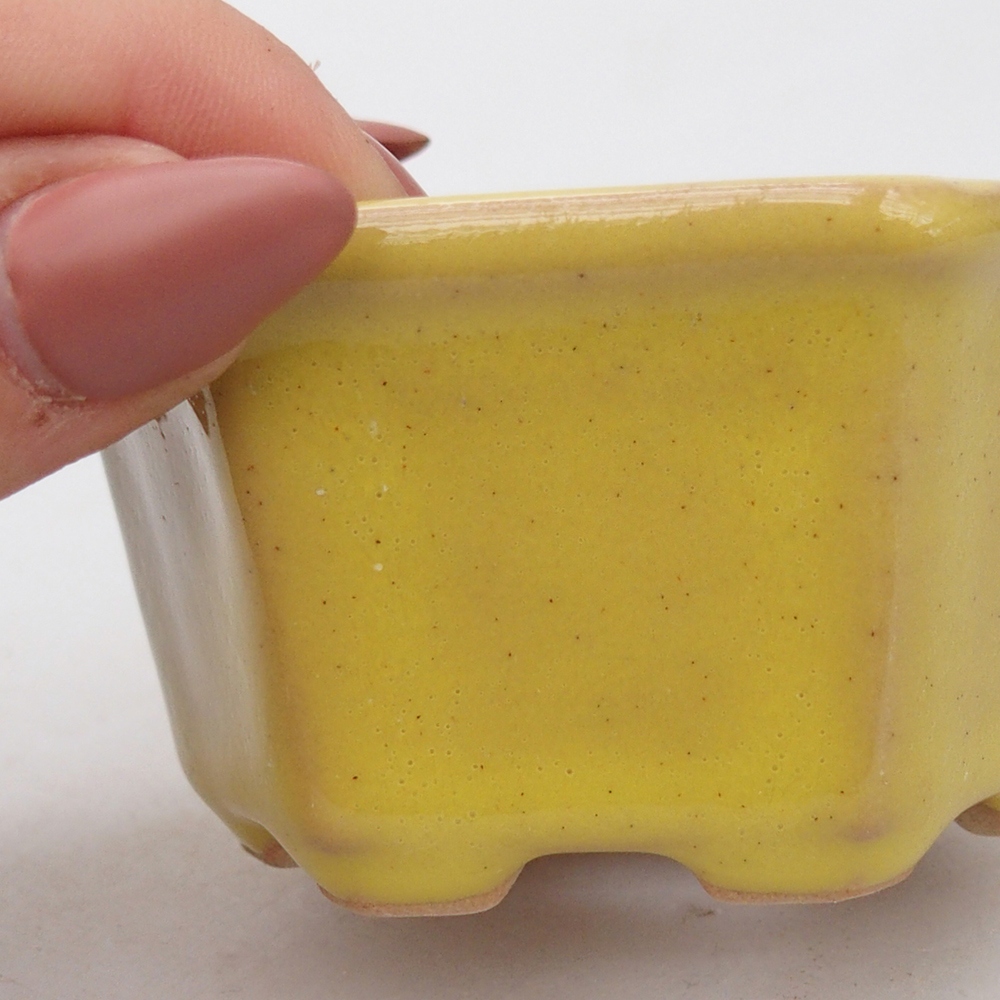 kerámia bonsai tál 7,5 x 7 x 4 cm, sárga