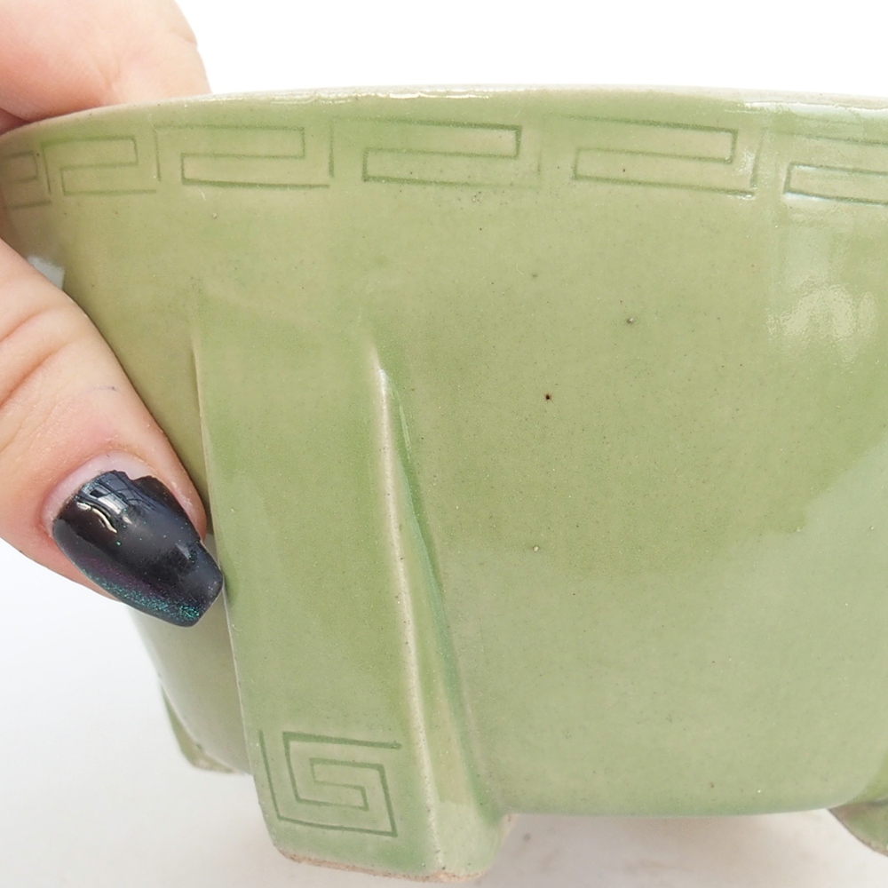 Kerámia bonsai tál 13,5 x 13,5 x 6,5 cm, zöld