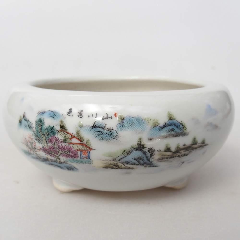 kerámia bonsai tál 10 x 10 x 5 cm, fehér színben