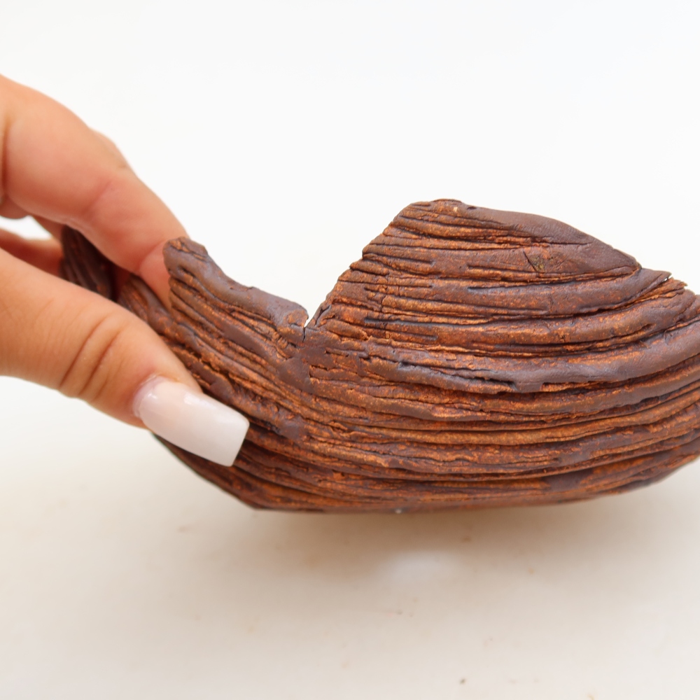 Kerámia edény  19 x 14 x 7 cm, barna színű