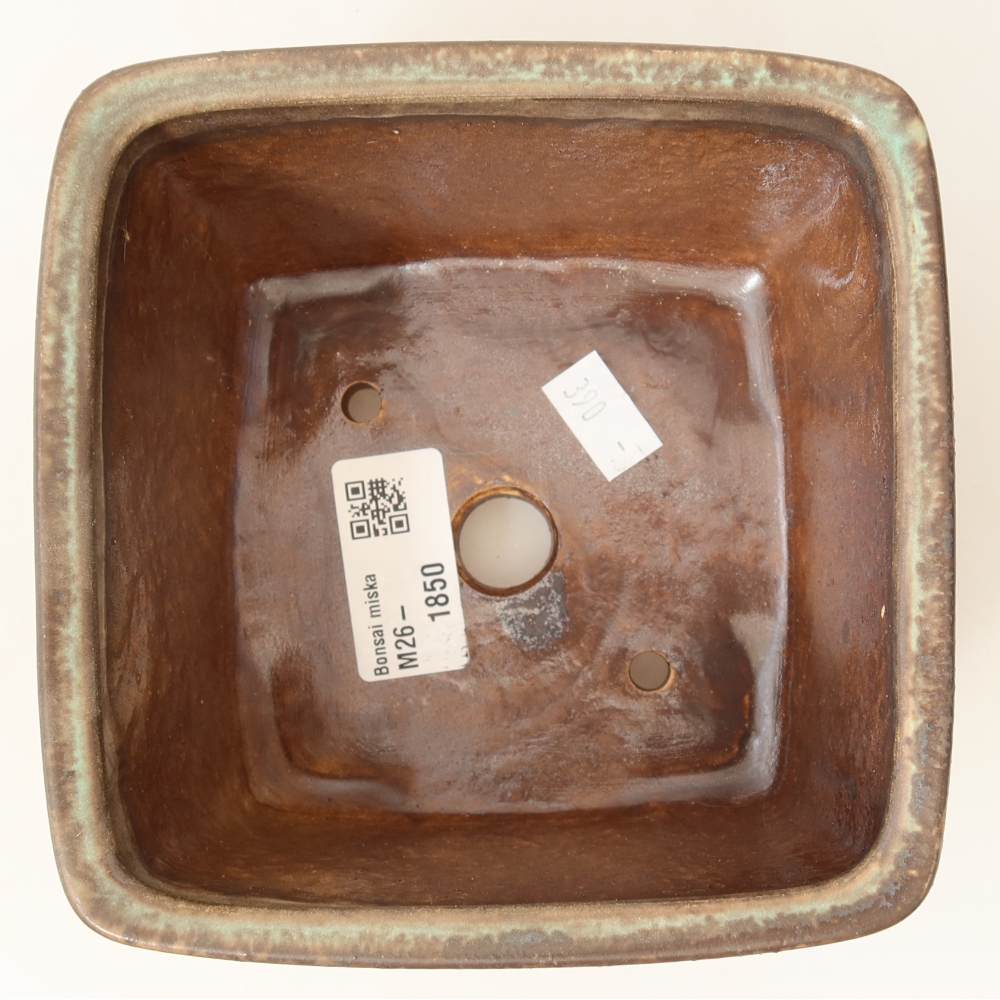 kerámia bonsai tál 13 x 13 x 8 cm, zöld