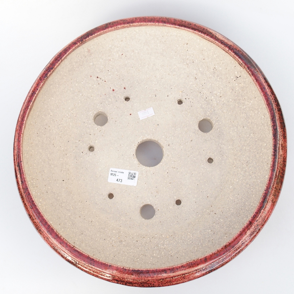 kerámia bonsai tál 35 x 35 x 9,5 cm, piros színben