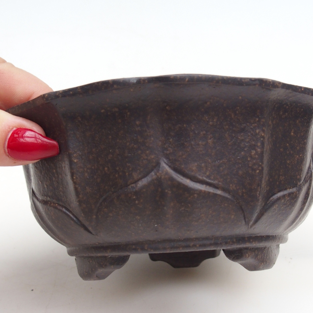 kerámia bonsai tál 15 x 15 x 6,5 cm, barnás okkersárga színben