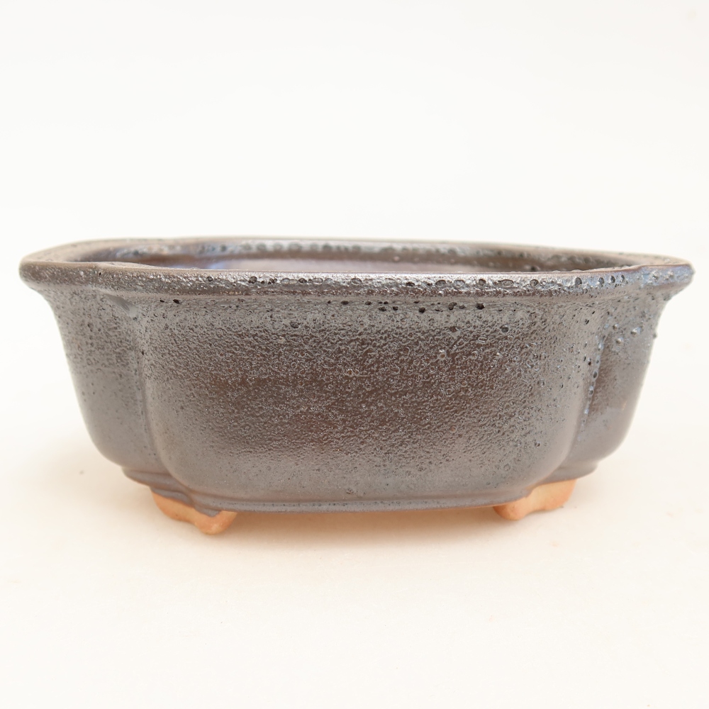 Kerámia bonsai-tál 13,5 x 10,5 x 5 cm, fém színű